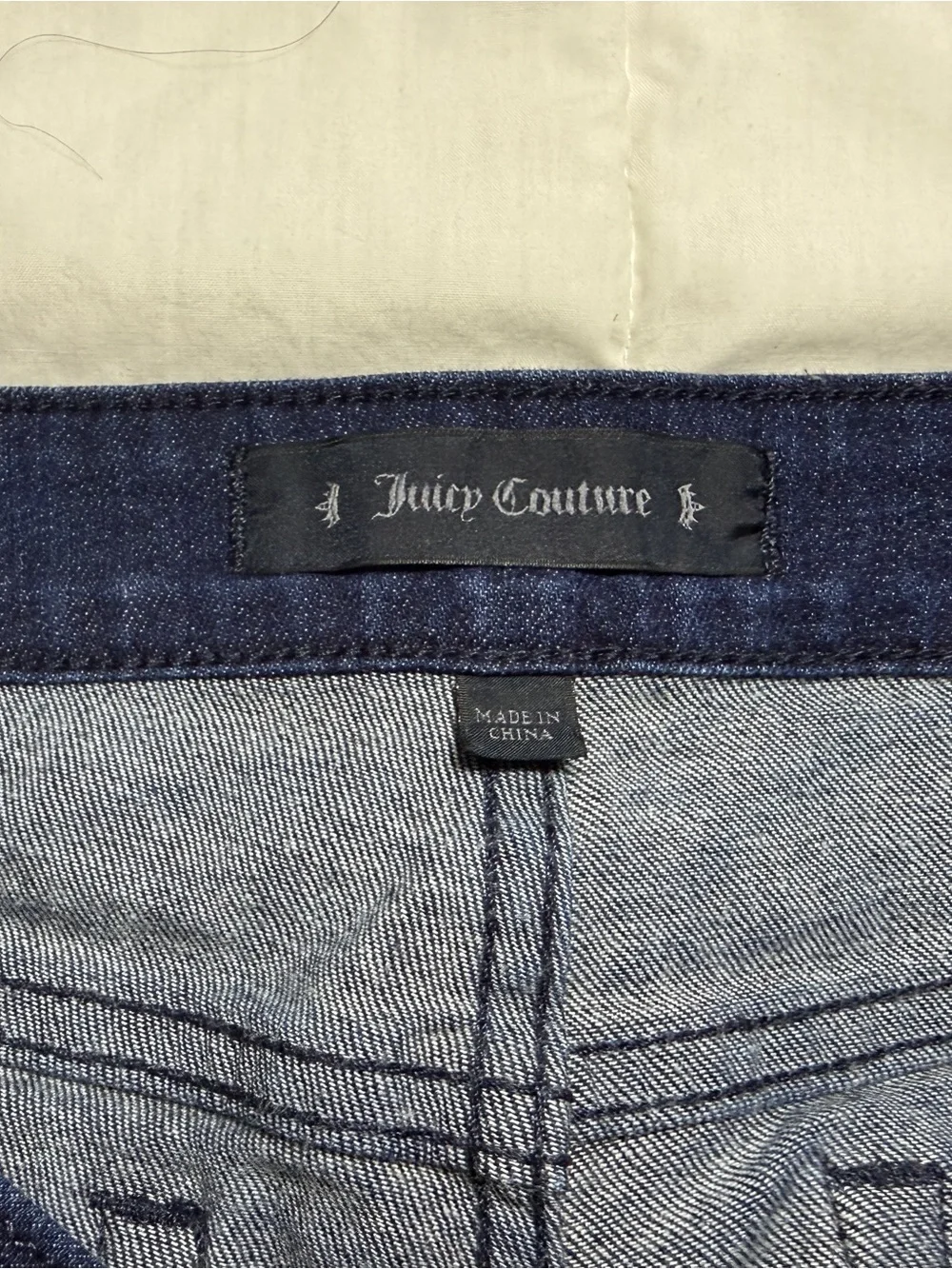 Juicy Couture Dark Navy Denim Short Shorts with Gold Buttons